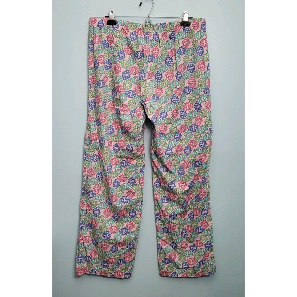 VINEYARD VINES Pajama Pants Womens L Cotton Woven Pink Blue Green Whale Print - Picture 3 of 7